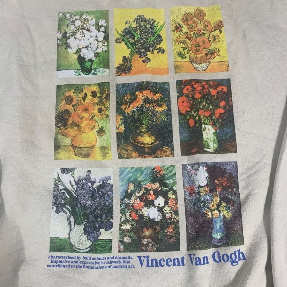 Pierce Archive Sweatshirt Adult Extra Large Beige Vincent Van Gogh Art Crew Neck